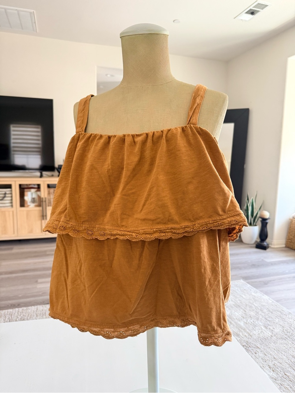 TOAD&CO Tiered eyelet tank ruffled loose casual 100% Organic cotton top